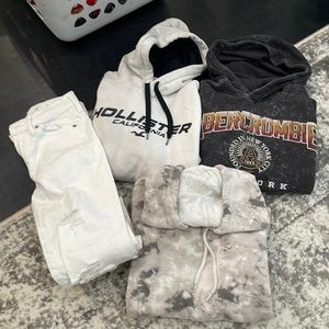 Hollister/Abercrombie Bundle! 3 hoodies and 1 pair American eagle jeans